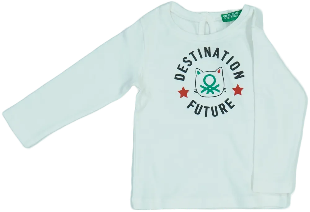 Fehér Benetton Hosszú ujjú felső EU 74 / UK 6-9 hónap / US 6-9 hónap