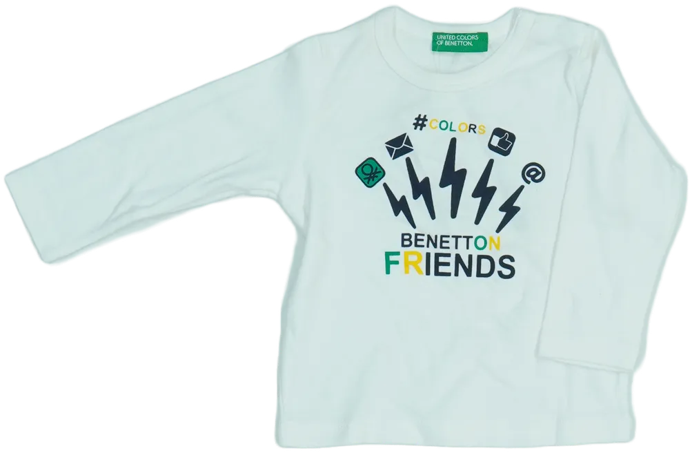 Fehér Benetton Hosszú ujjú felső EU 68 / UK 3-6 hónap / US 3-6 hónap