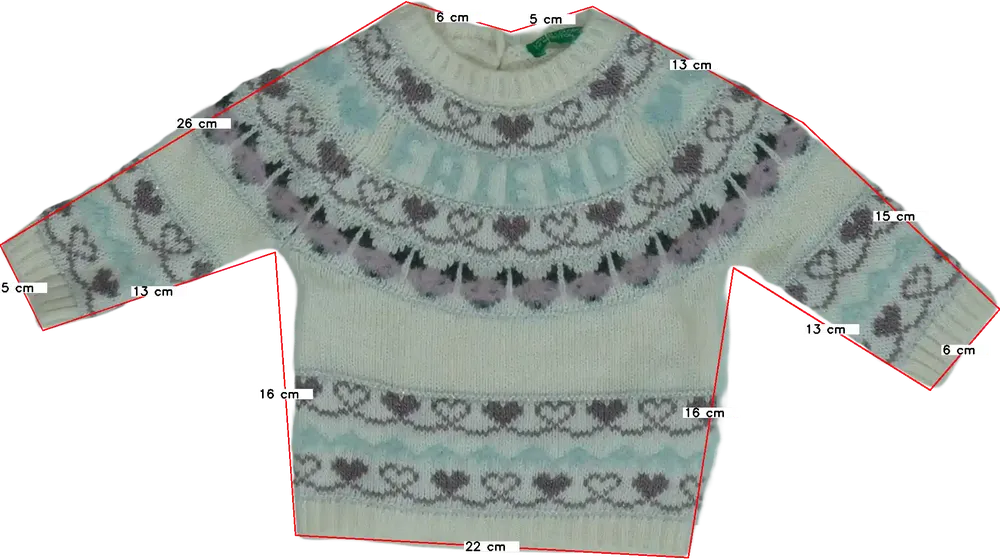 Fehér Benetton Kötött pulcsi EU 62 / UK 0-3 hónap / US 0-3 hónap