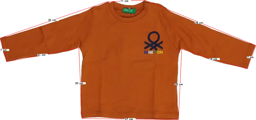 Sárga (narancs) Benetton Hosszú ujjú felső EU 74 / UK 6-9 hónap / US 6-9 hónap