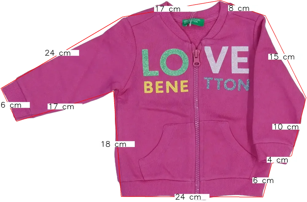 Rózsaszín Benetton Pulóver EU 74 / UK 6-9 hónap / US 6-9 hónap