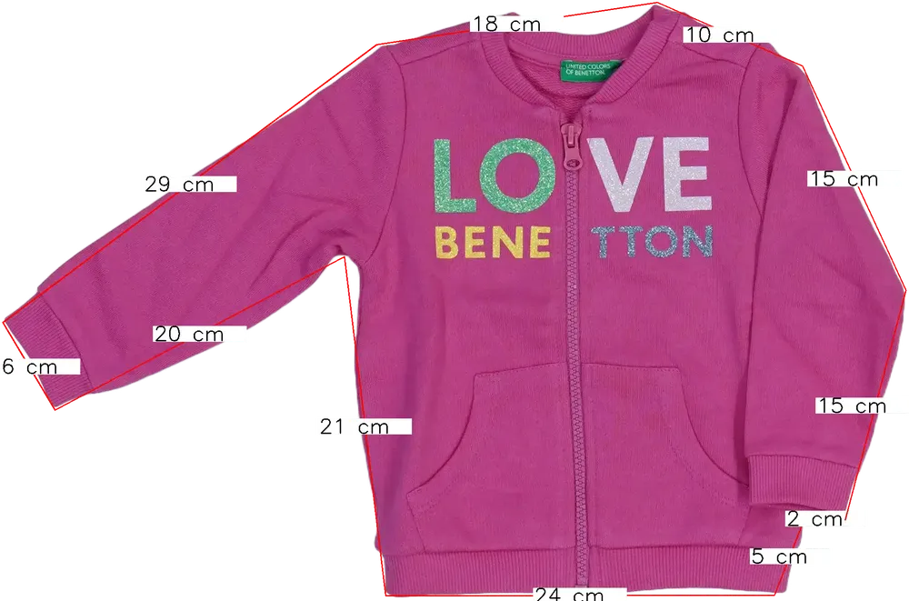 Rózsaszín Benetton Pulóver EU 86 / UK 12-18 hónap / US 18 hónap