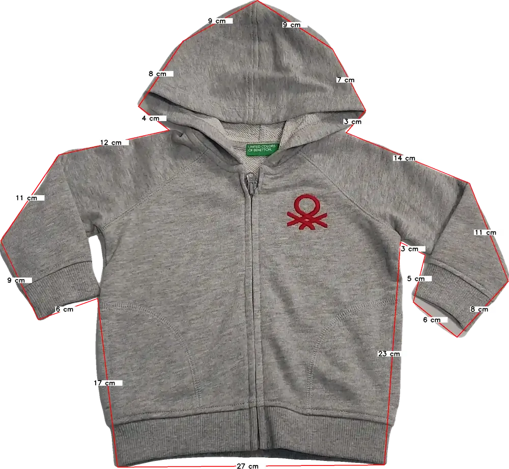 Szürke Benetton Kapucnis pulóver EU 74 / UK 6-9 hónap / US 6-9 hónap