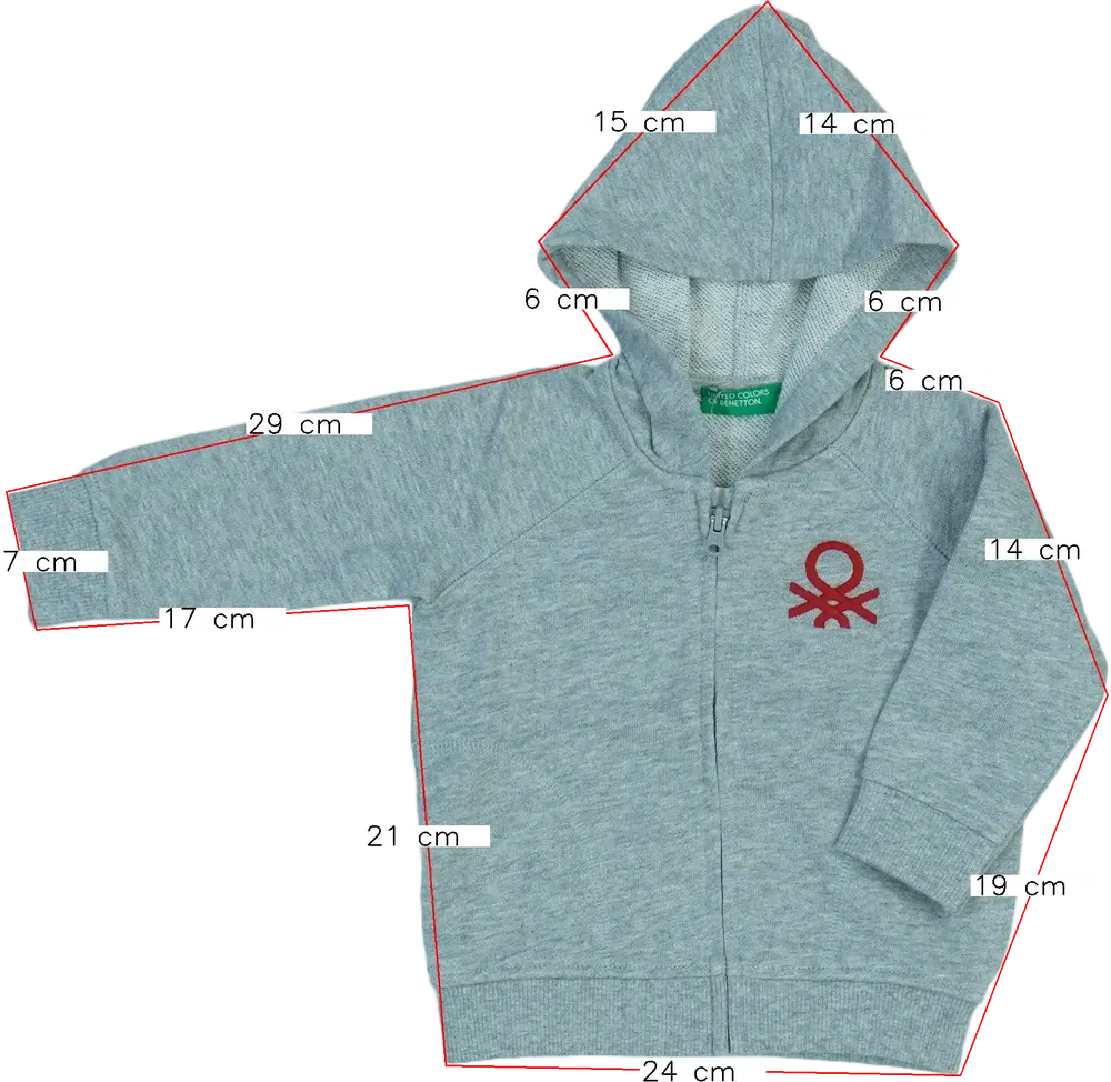 Szürke Benetton Kapucnis pulóver EU 74 / UK 6-9 hónap / US 6-9 hónap