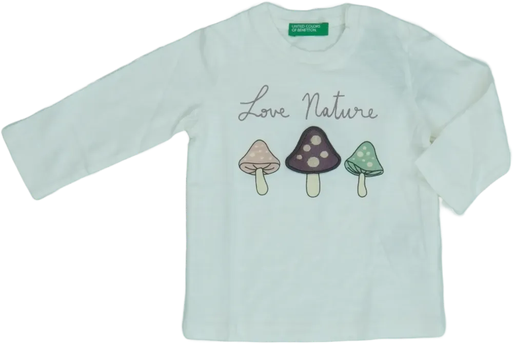 Fehér Benetton Hosszú ujjú felső EU 68 / UK 3-6 hónap / US 3-6 hónap