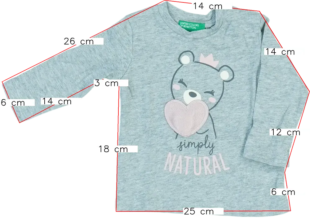 Szürke Benetton Hosszú ujjú felső EU 62 / UK 0-3 hónap / US 0-3 hónap