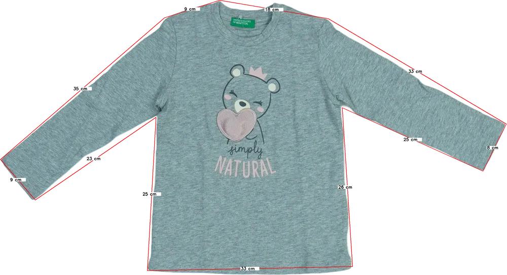 Szürke Benetton Hosszú ujjú felső EU 98 / UK 3 év / US 3T