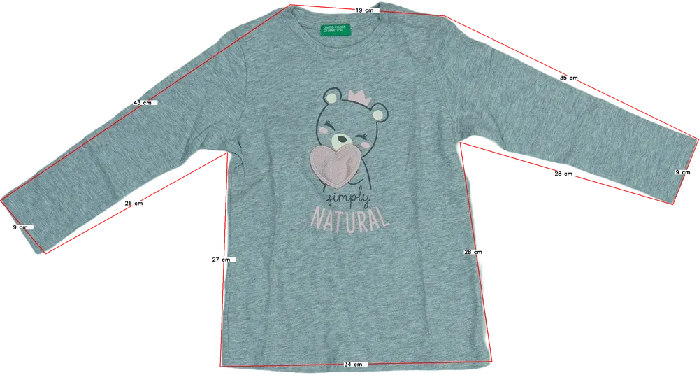 Szürke Benetton Hosszú ujjú felső EU 104 / UK 4 év / US 4T/XS