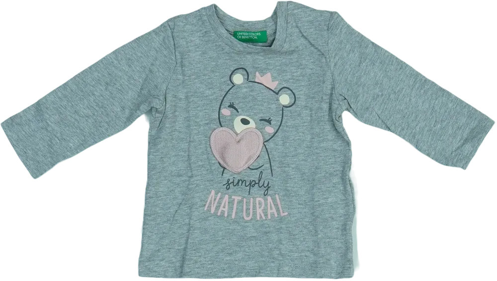 Szürke Benetton Hosszú ujjú felső EU 68 / UK 3-6 hónap / US 3-6 hónap