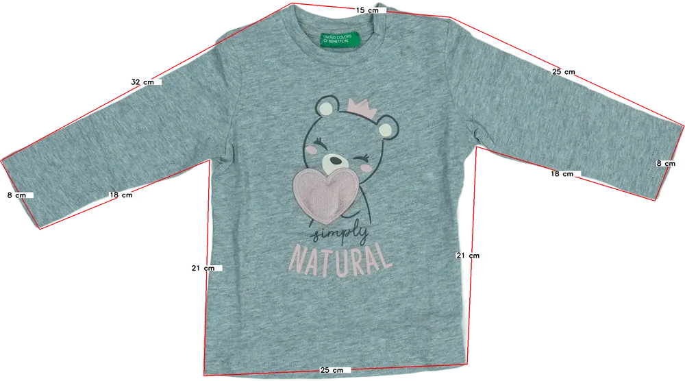 Szürke Benetton Hosszú ujjú felső EU 80 / UK 9-12 hónap / US 12 hónap