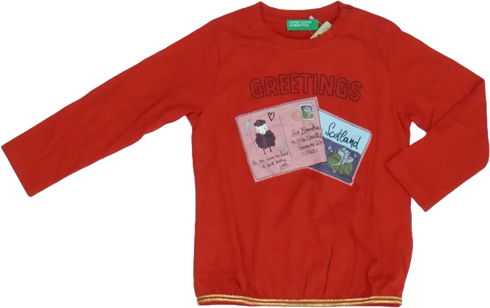 Piros Benetton Hosszú ujjú felső EU 68 / UK 3-6 hónap / US 3-6 hónap