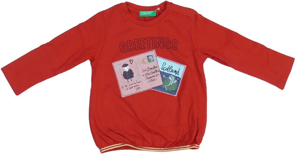 Piros Benetton Hosszú ujjú felső EU 74 / UK 6-9 hónap / US 6-9 hónap