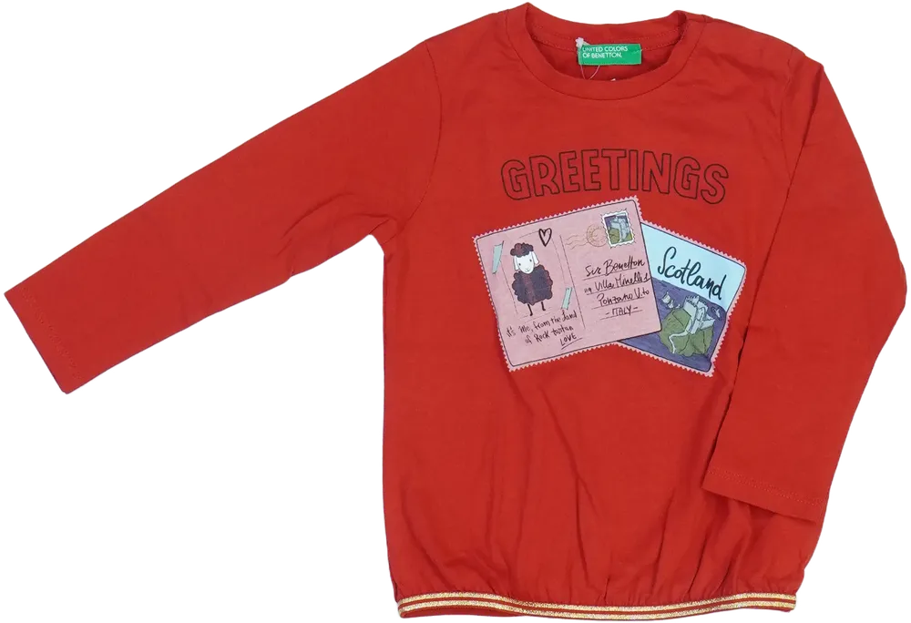 Piros Benetton Hosszú ujjú felső EU 86 / UK 12-18 hónap / US 18 hónap