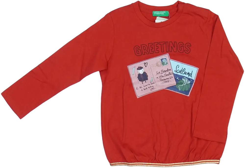 Piros Benetton Hosszú ujjú felső EU 92 / UK 2 év / US 2T