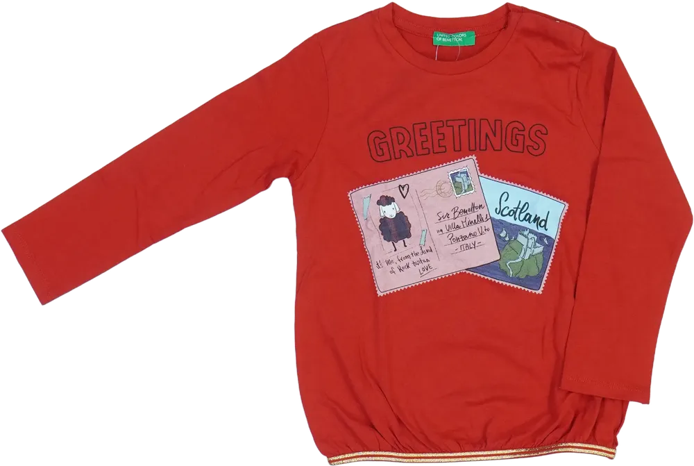 Piros Benetton Hosszú ujjú felső EU 98 / UK 3 év / US 3T