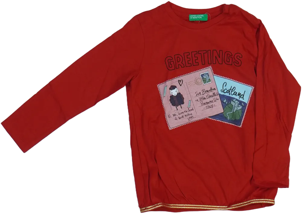 Piros Benetton Hosszú ujjú felső EU 104 / UK 4 év / US 4T/XS