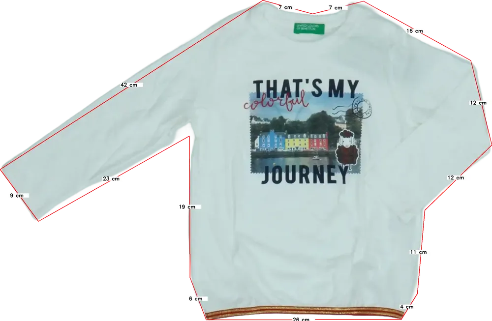 Fehér Benetton Hosszú ujjú felső EU 68 / UK 3-6 hónap / US 3-6 hónap