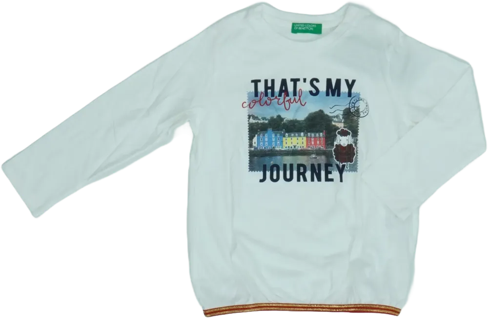 Fehér Benetton Hosszú ujjú felső EU 68 / UK 3-6 hónap / US 3-6 hónap