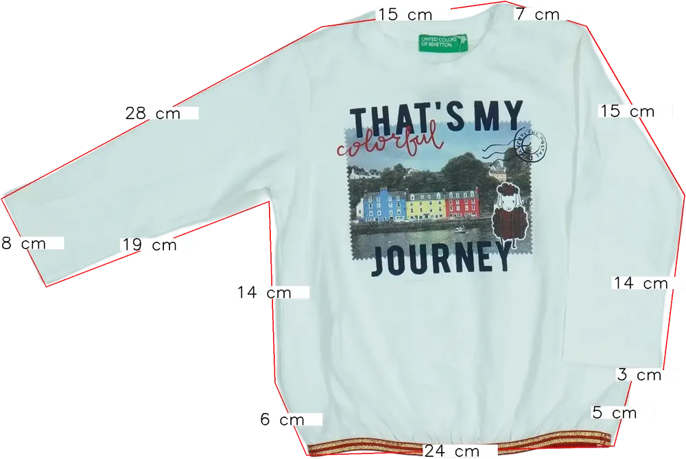 Fehér Benetton Hosszú ujjú felső EU 74 / UK 6-9 hónap / US 6-9 hónap