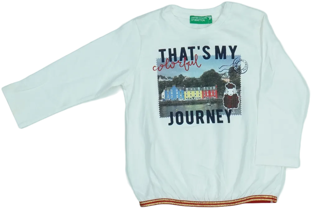 Fehér Benetton Hosszú ujjú felső EU 74 / UK 6-9 hónap / US 6-9 hónap