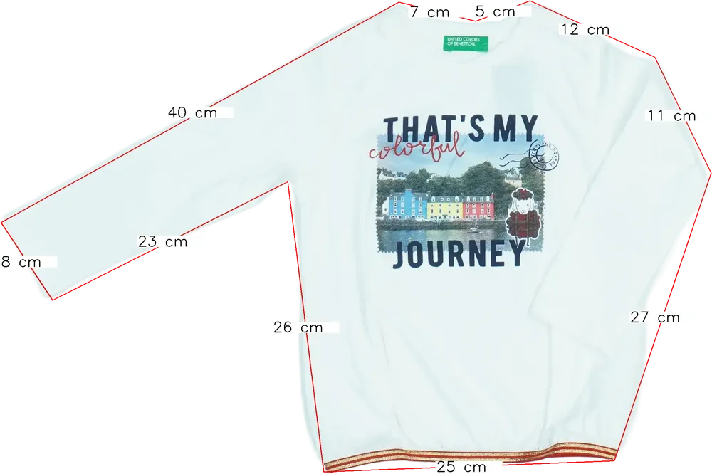 Fehér Benetton Hosszú ujjú felső EU 92 / UK 2 év / US 2T