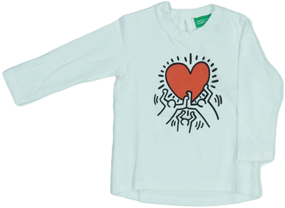 Fehér Benetton Hosszú ujjú felső EU 74 / UK 6-9 hónap / US 6-9 hónap