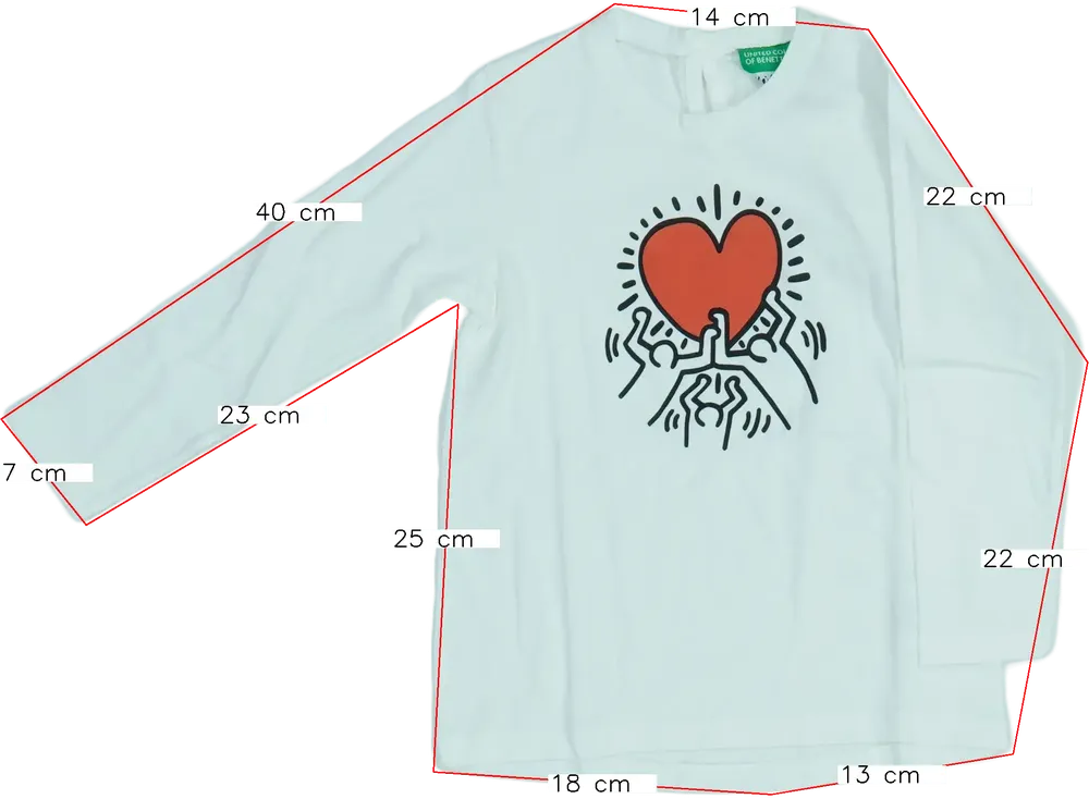 Fehér Benetton Hosszú ujjú felső EU 92 / UK 2 év / US 2T