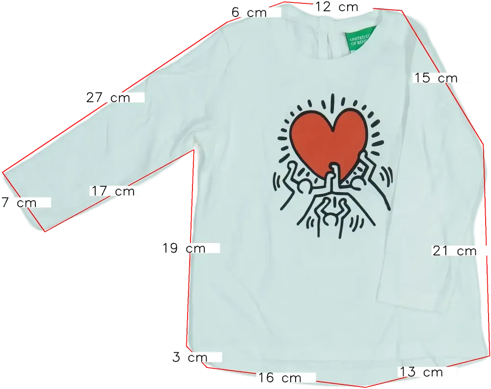 Fehér Benetton Hosszú ujjú felső EU 80 / UK 9-12 hónap / US 12 hónap