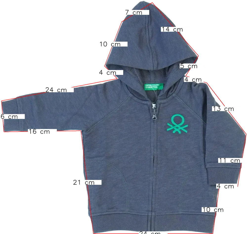 Szürke Benetton Kapucnis pulóver EU 74 / UK 6-9 hónap / US 6-9 hónap