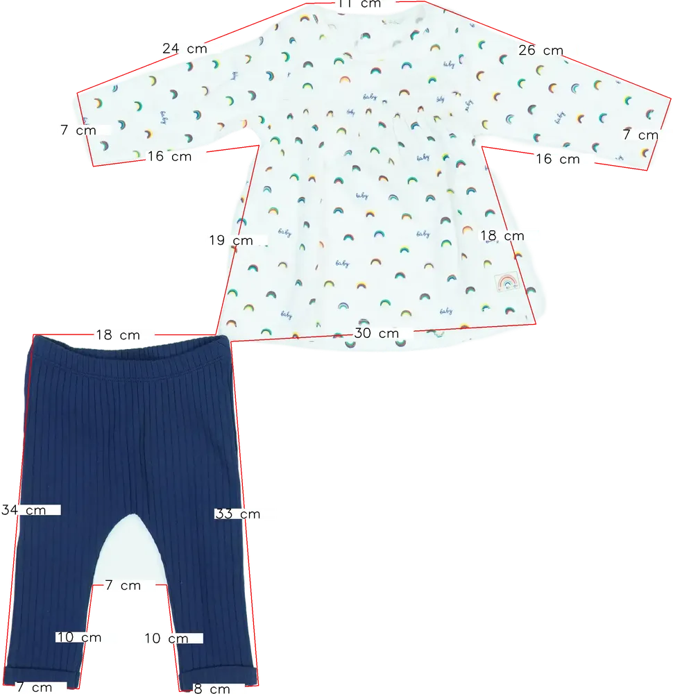 Fehér Benetton 2 részes szett - Felsőruházat és nadrág EU 68 / UK 3-6 hónap / US 3-6 hónap