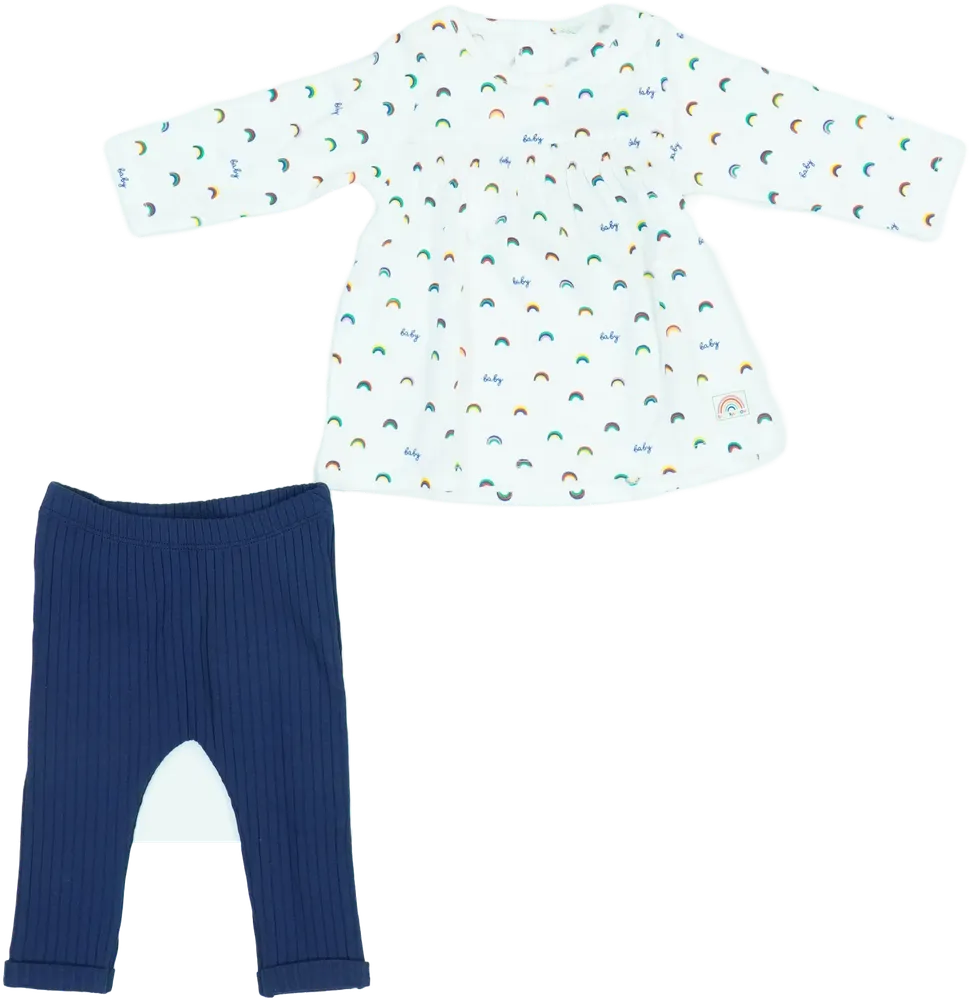 Fehér Benetton 2 részes szett - Felsőruházat és nadrág EU 68 / UK 3-6 hónap / US 3-6 hónap