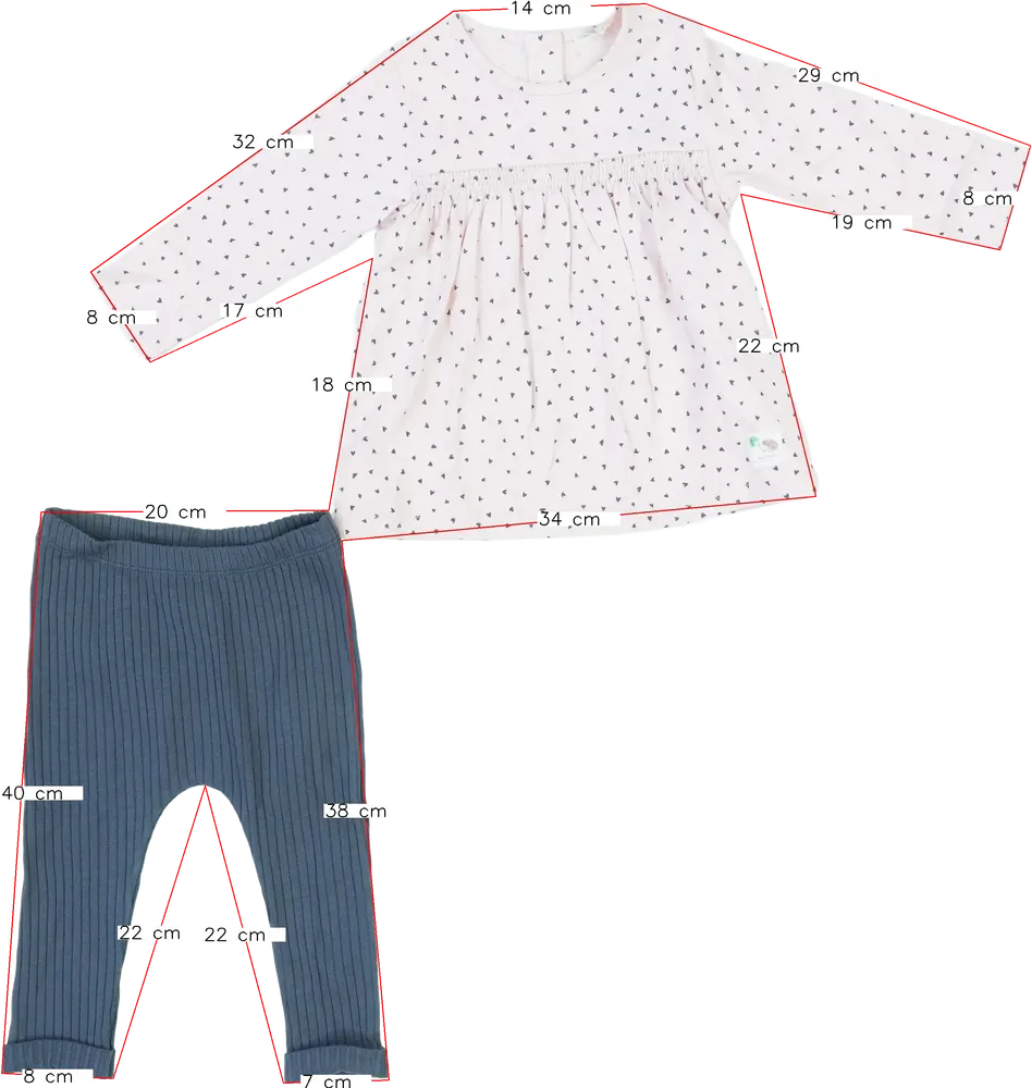 Rózsaszín Benetton 2 részes szett - Felsőruházat és nadrág EU 80 / UK 9-12 hónap / US 12 hónap