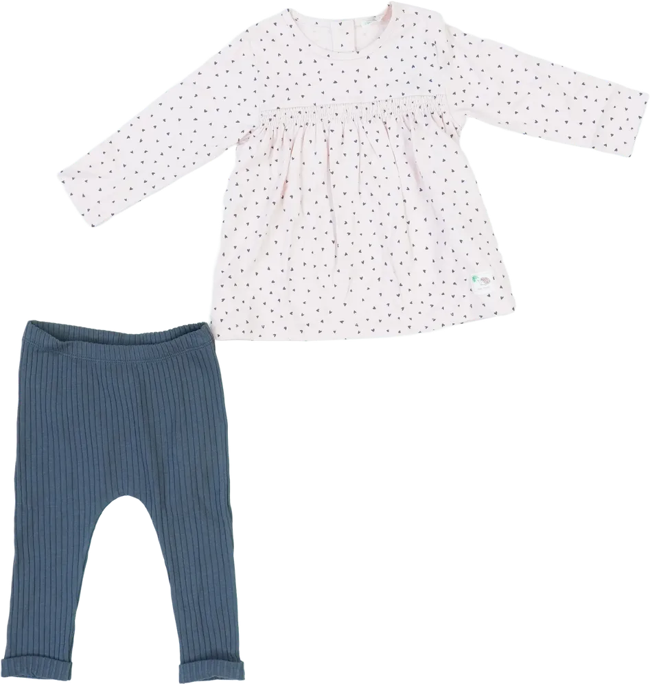 Rózsaszín Benetton 2 részes szett - Felsőruházat és nadrág EU 80 / UK 9-12 hónap / US 12 hónap