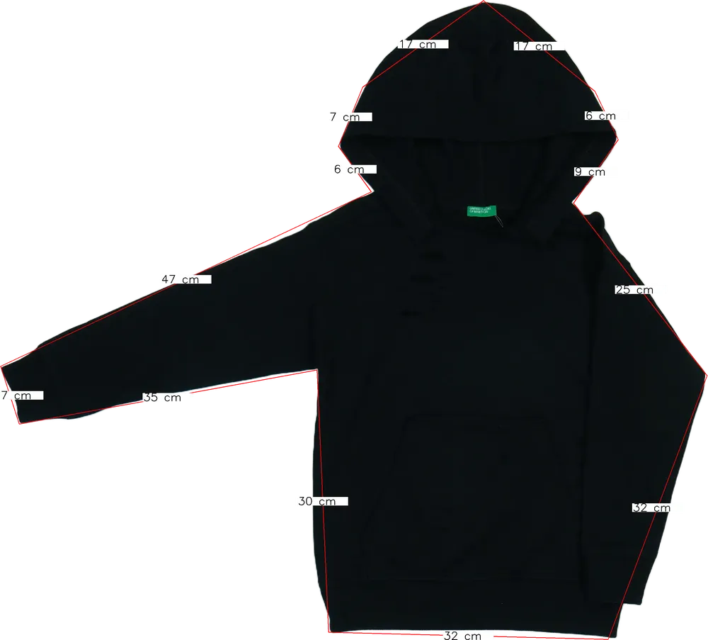 Fekete Benetton Kapucnis pulóver EU 122 / UK 7 év / US 7 év/M