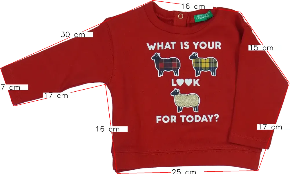 Piros Benetton Pulóver EU 74 / UK 6-9 hónap / US 6-9 hónap