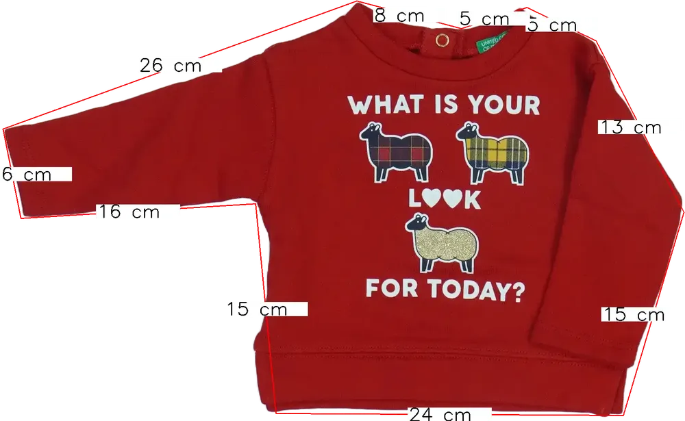 Piros Benetton Pulóver EU 68 / UK 3-6 hónap / US 3-6 hónap