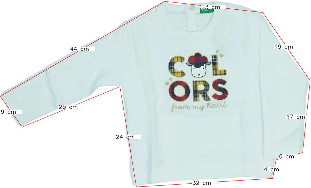 Fehér Benetton Pulóver EU 104 / UK 4 év / US 4T/XS