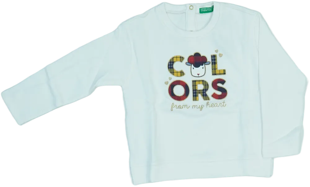 Fehér Benetton Pulóver EU 104 / UK 4 év / US 4T/XS