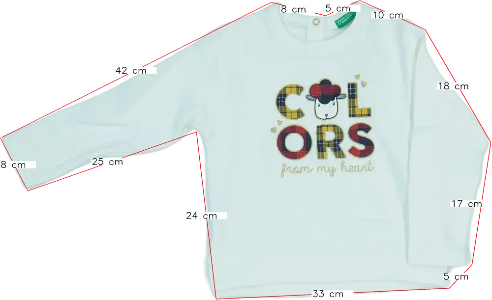 Fehér Benetton Pulóver EU 98 / UK 3 év / US 3T