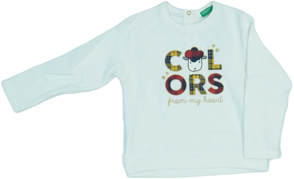 Fehér Benetton Pulóver EU 98 / UK 3 év / US 3T