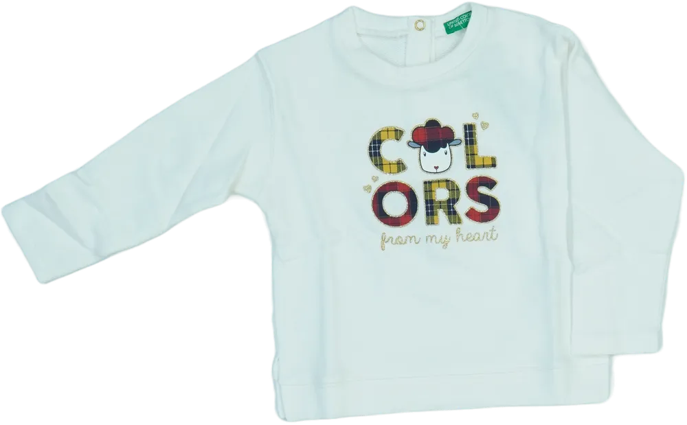 Fehér Benetton Pulóver EU 92 / UK 2 év / US 2T