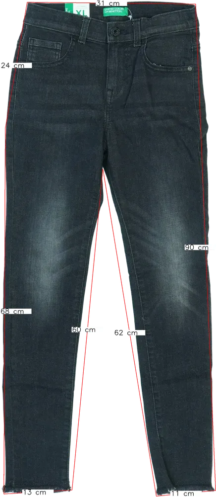Fekete Benetton Farmernadrág EU 146 / UK 11 év / US 12 év/L
