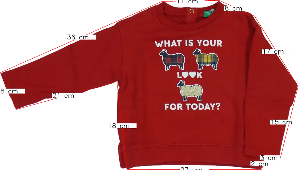 Piros Benetton Pulóver EU 86 / UK 12-18 hónap / US 18 hónap