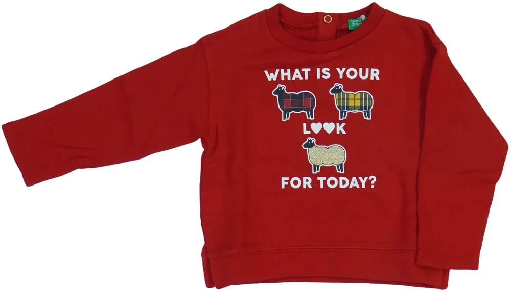 Piros Benetton Pulóver EU 86 / UK 12-18 hónap / US 18 hónap