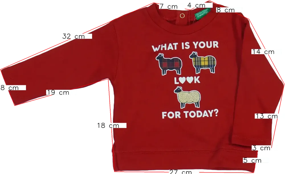 Piros Benetton Pulóver EU 80 / UK 9-12 hónap / US 12 hónap