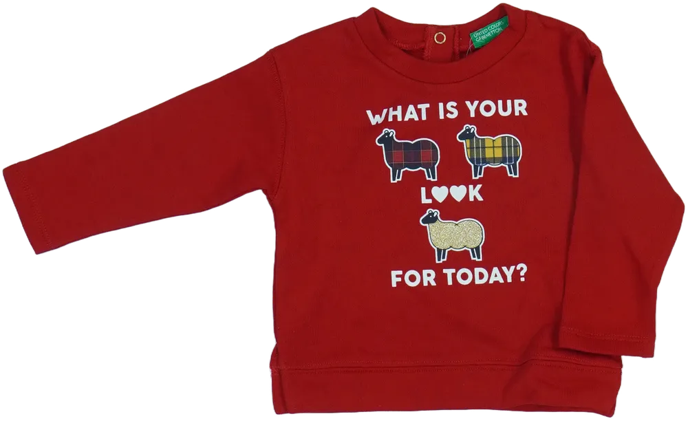 Piros Benetton Pulóver EU 80 / UK 9-12 hónap / US 12 hónap