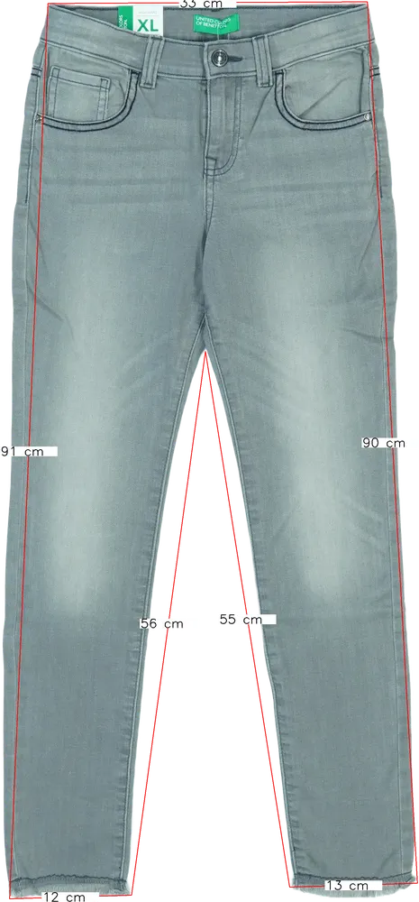 Szürke Benetton Farmernadrág EU 146 / UK 11 év / US 12 év/L