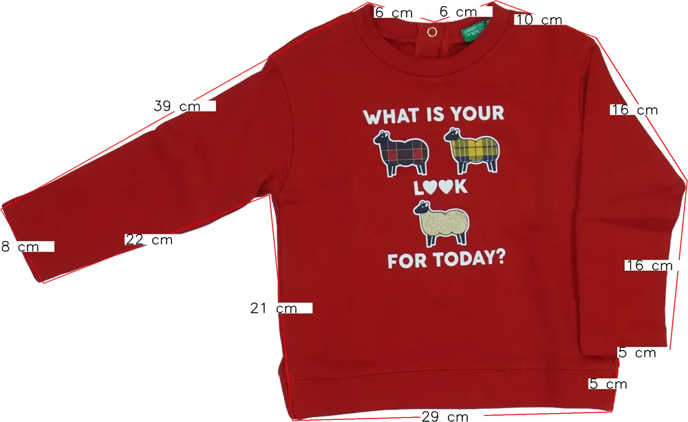 Piros Benetton Pulóver EU 92 / UK 2 év / US 2T