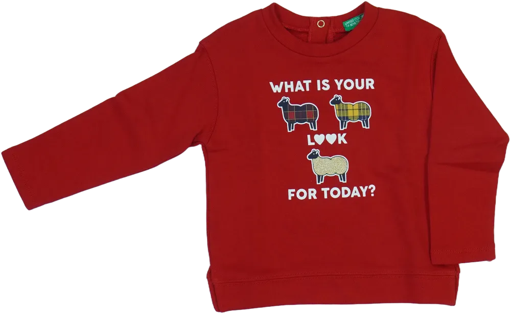 Piros Benetton Pulóver EU 92 / UK 2 év / US 2T