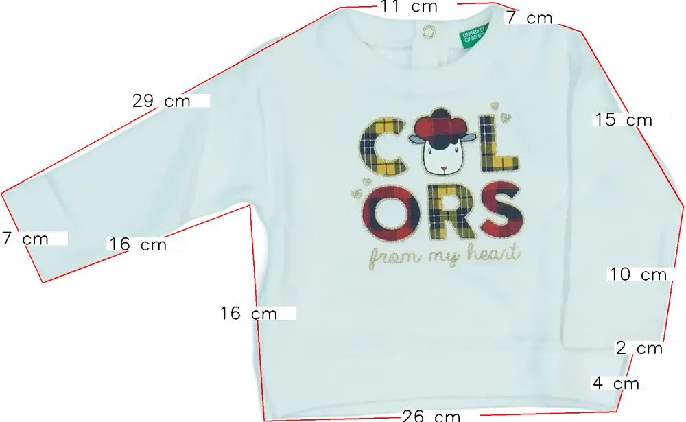 Fehér Benetton Pulóver EU 74 / UK 6-9 hónap / US 6-9 hónap